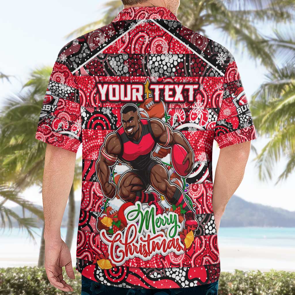 Custom Bombers Rugby Merry Christmas Hawaiian Shirt Indigenous Australian Art
