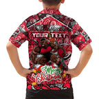 Custom Bombers Rugby Merry Christmas Hawaiian Shirt Indigenous Australian Art