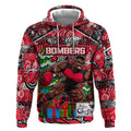 Custom Bombers Rugby Merry Christmas Hoodie Indigenous Australian Art