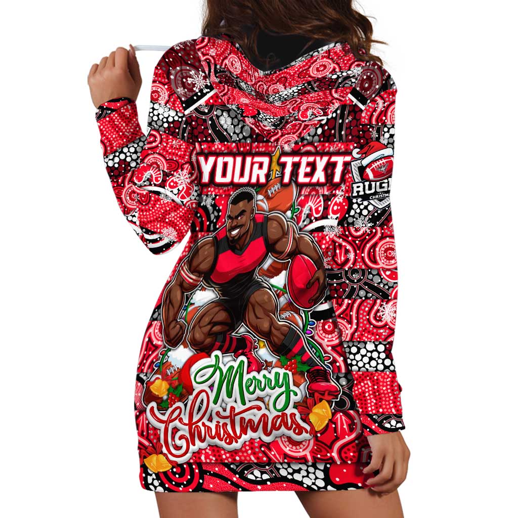 Custom Bombers Rugby Merry Christmas Hoodie Dress Indigenous Australian Art