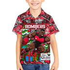 Custom Bombers Rugby Merry Christmas Kid Hawaiian Shirt Indigenous Australian Art