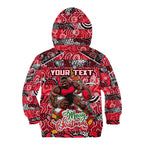 Custom Bombers Rugby Merry Christmas Kid Hoodie Indigenous Australian Art