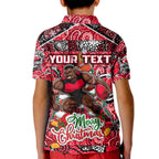 Custom Bombers Rugby Merry Christmas Kid Polo Shirt Indigenous Australian Art