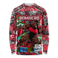 Custom Bombers Rugby Merry Christmas Long Sleeve Shirt Indigenous Australian Art