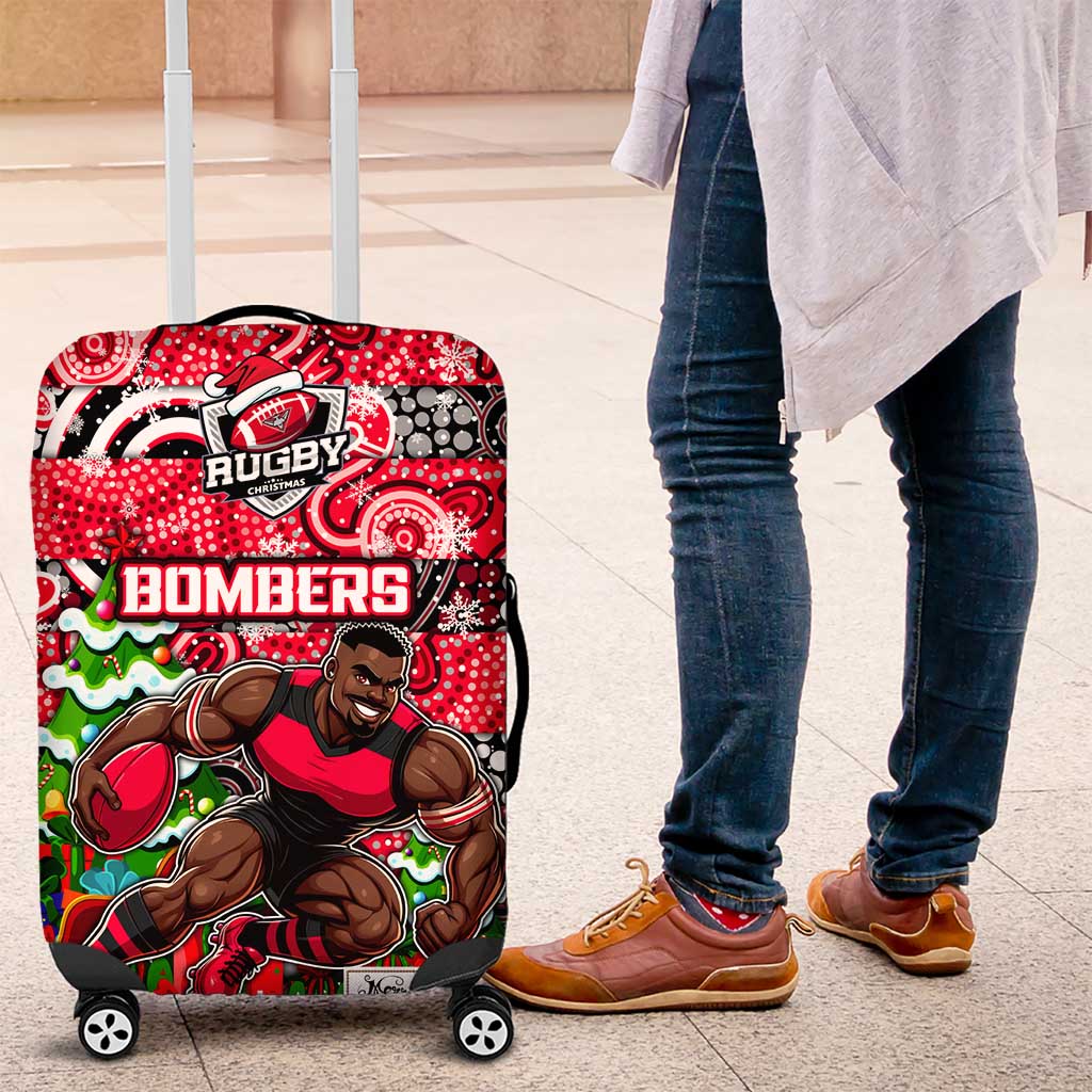 Bombers Football Merry Christmas Luggage Cover Indigenous Australian Art