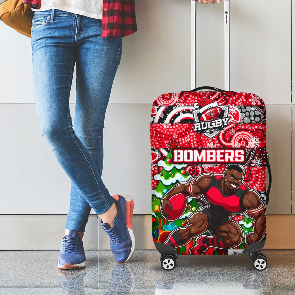 Bombers Football Merry Christmas Luggage Cover Indigenous Australian Art