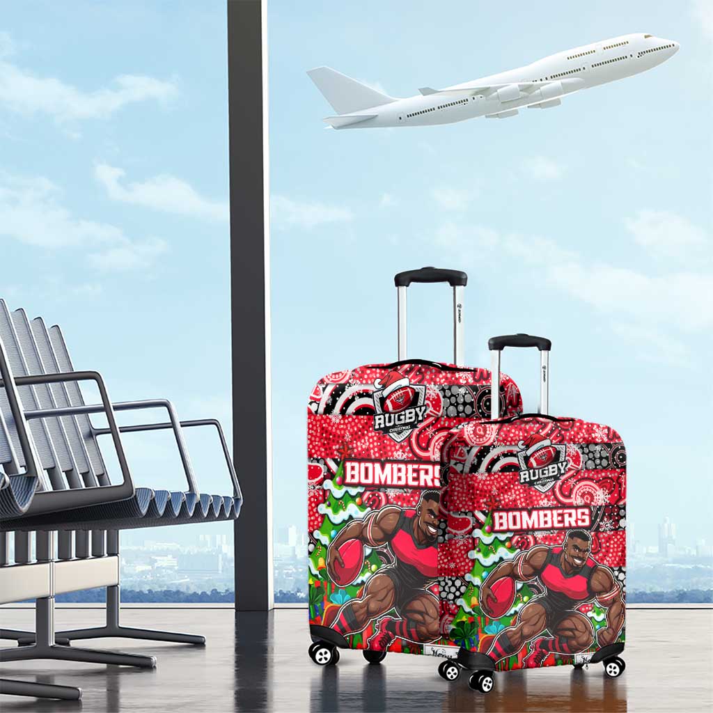 Bombers Football Merry Christmas Luggage Cover Indigenous Australian Art
