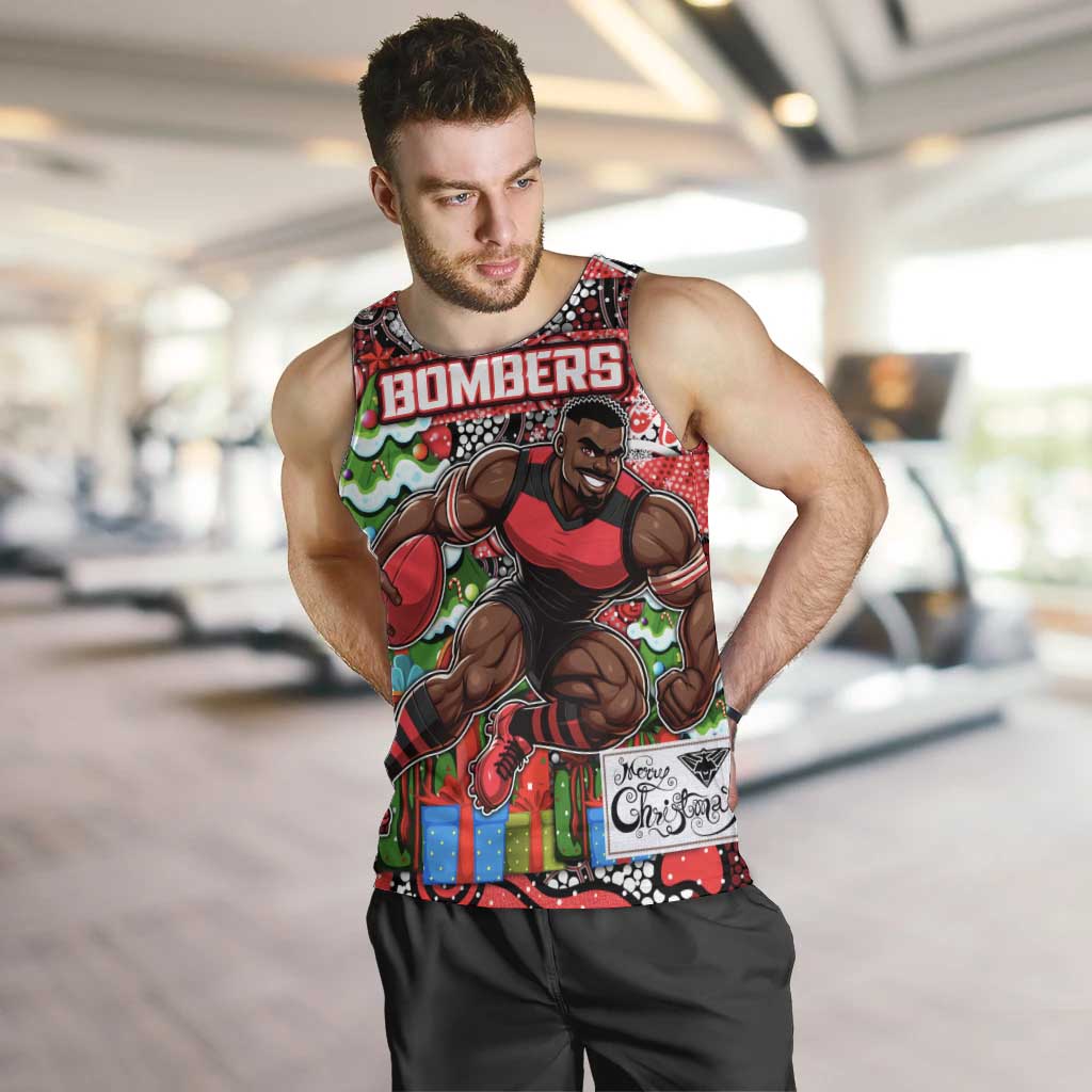 Custom Bombers Rugby Merry Christmas Men Tank Top Indigenous Australian Art