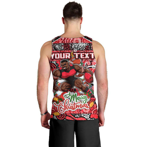 Custom Bombers Rugby Merry Christmas Men Tank Top Indigenous Australian Art