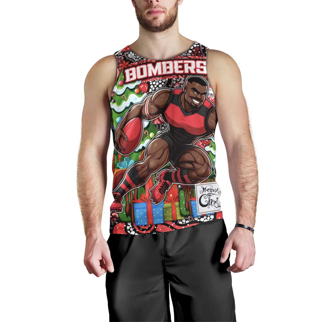 Custom Bombers Rugby Merry Christmas Men Tank Top Indigenous Australian Art