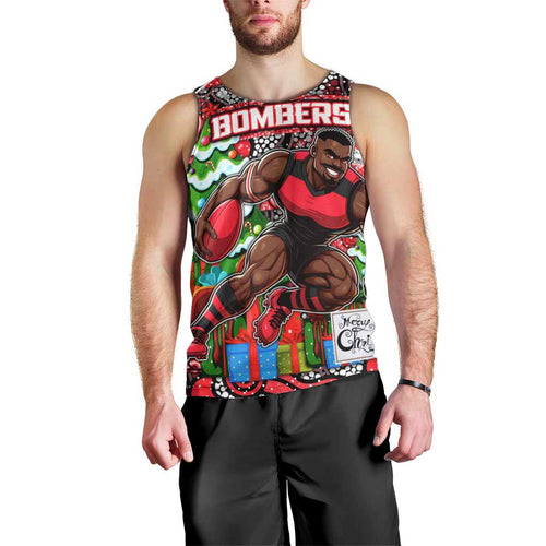 Custom Bombers Rugby Merry Christmas Men Tank Top Indigenous Australian Art