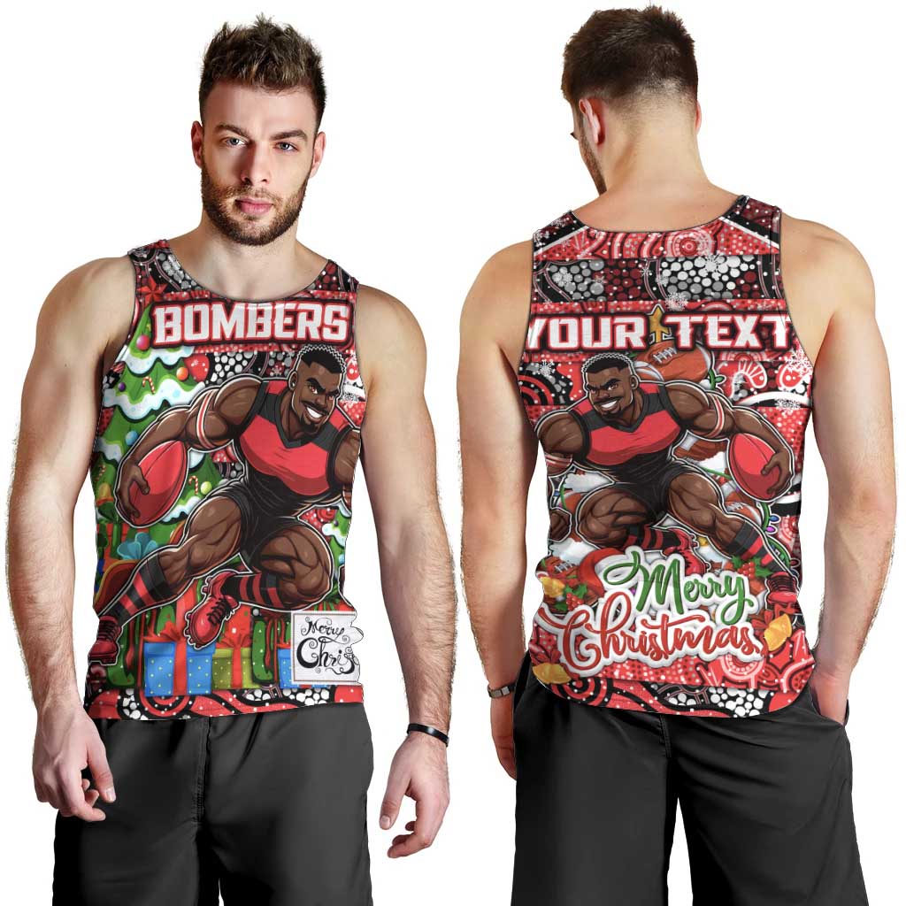 Custom Bombers Rugby Merry Christmas Men Tank Top Indigenous Australian Art
