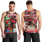 Custom Bombers Rugby Merry Christmas Men Tank Top Indigenous Australian Art