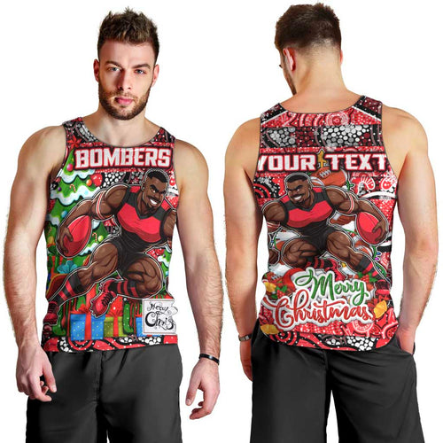 Custom Bombers Rugby Merry Christmas Men Tank Top Indigenous Australian Art
