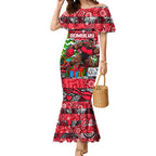 Custom Bombers Rugby Merry Christmas Mermaid Dress Indigenous Australian Art