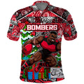 Custom Bombers Rugby Merry Christmas Polo Shirt Indigenous Australian Art