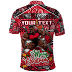 Custom Bombers Rugby Merry Christmas Polo Shirt Indigenous Australian Art