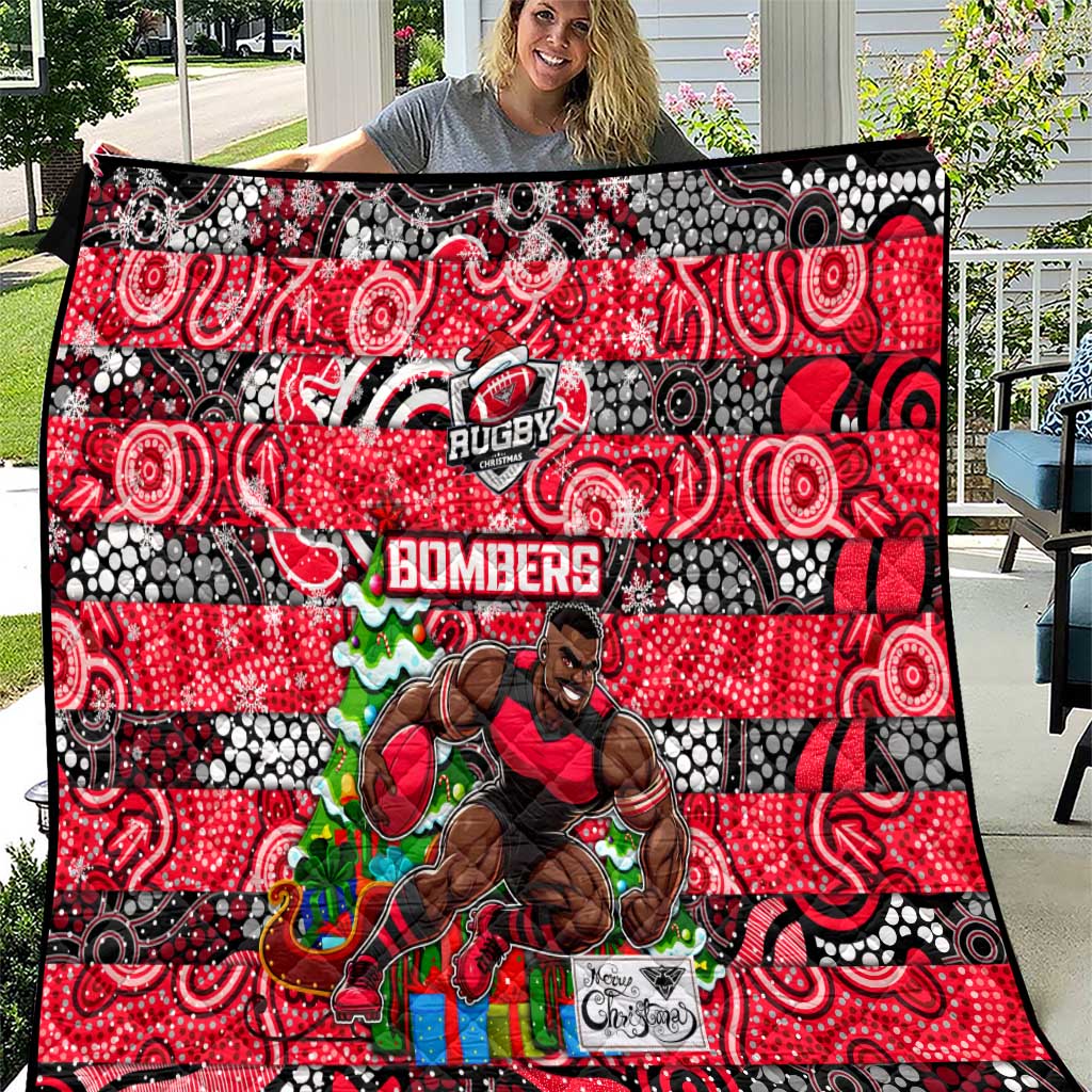 Bombers Football Merry Christmas Quilt Indigenous Australian Art