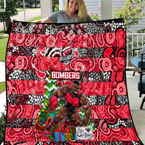 Bombers Football Merry Christmas Quilt Indigenous Australian Art
