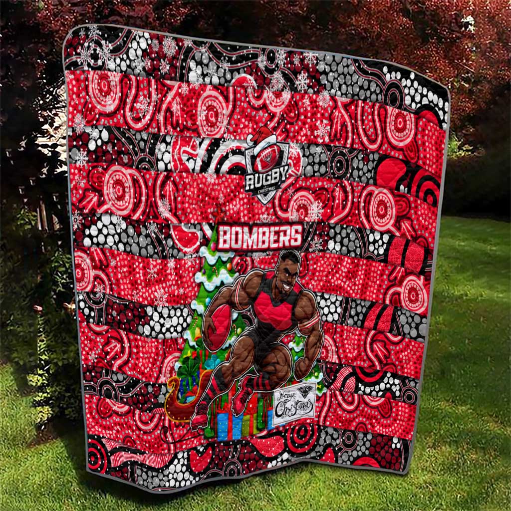 Bombers Football Merry Christmas Quilt Indigenous Australian Art