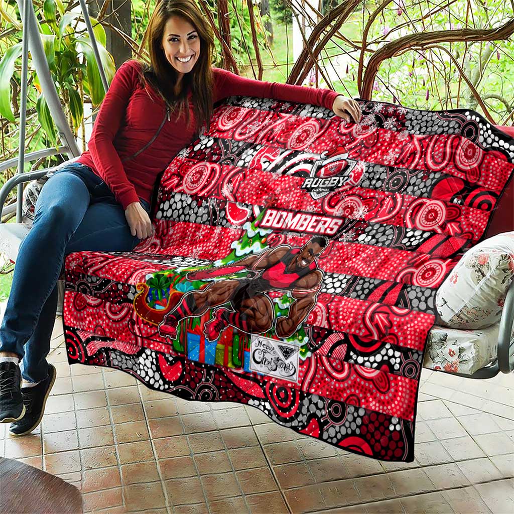 Bombers Football Merry Christmas Quilt Indigenous Australian Art
