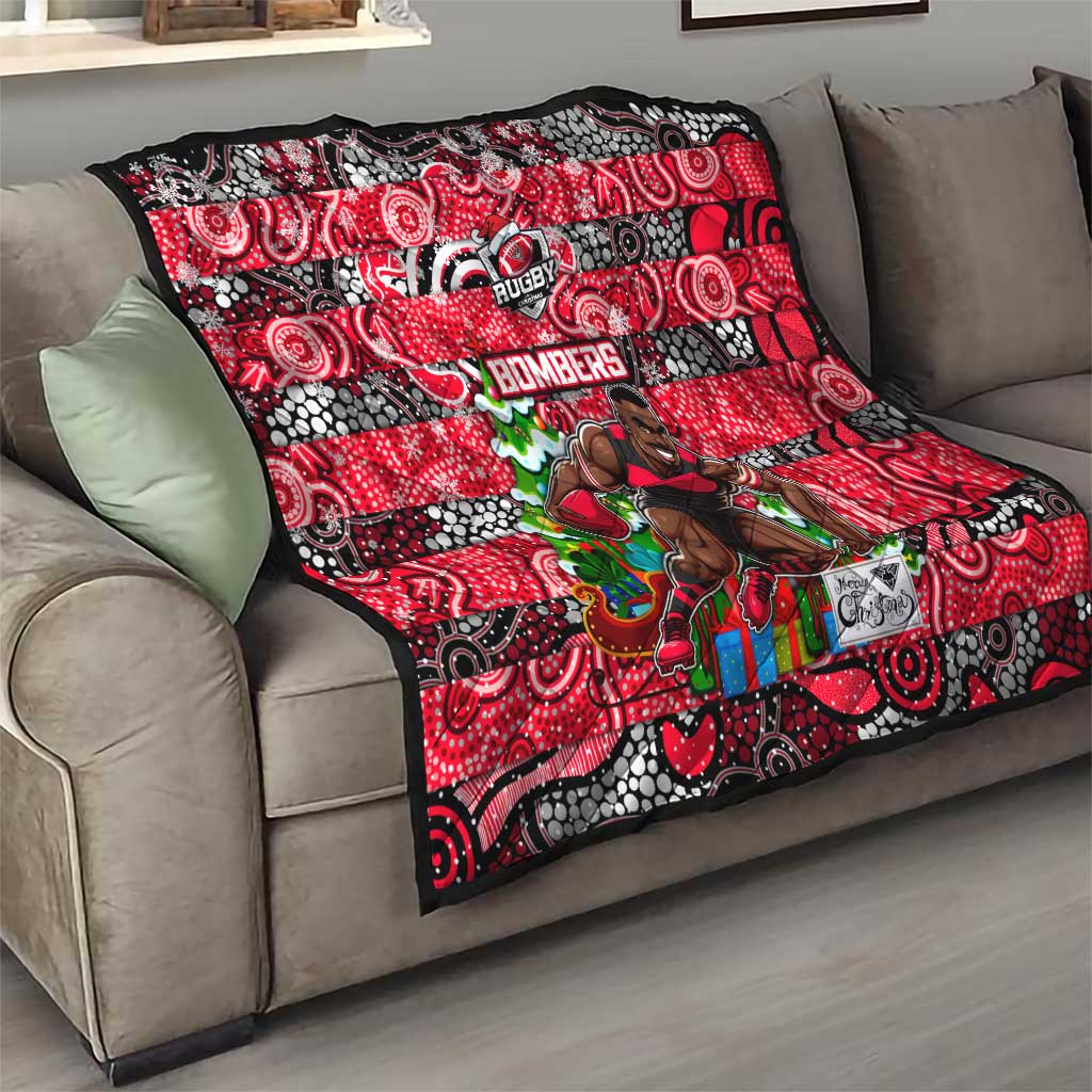 Bombers Football Merry Christmas Quilt Indigenous Australian Art