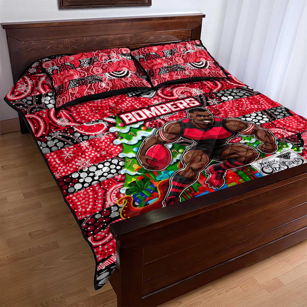 Bombers Football Merry Christmas Quilt Bed Set Indigenous Australian Art