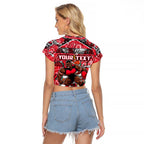 Custom Bombers Rugby Merry Christmas Raglan Cropped T Shirt Indigenous Australian Art