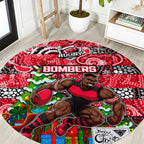 Bombers Football Merry Christmas Round Carpet Indigenous Australian Art