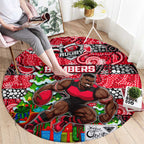 Bombers Football Merry Christmas Round Carpet Indigenous Australian Art