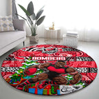 Bombers Football Merry Christmas Round Carpet Indigenous Australian Art