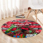 Bombers Football Merry Christmas Round Carpet Indigenous Australian Art