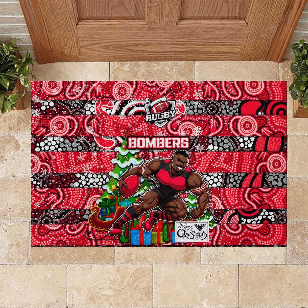 Bombers Football Merry Christmas Rubber Doormat Indigenous Australian Art