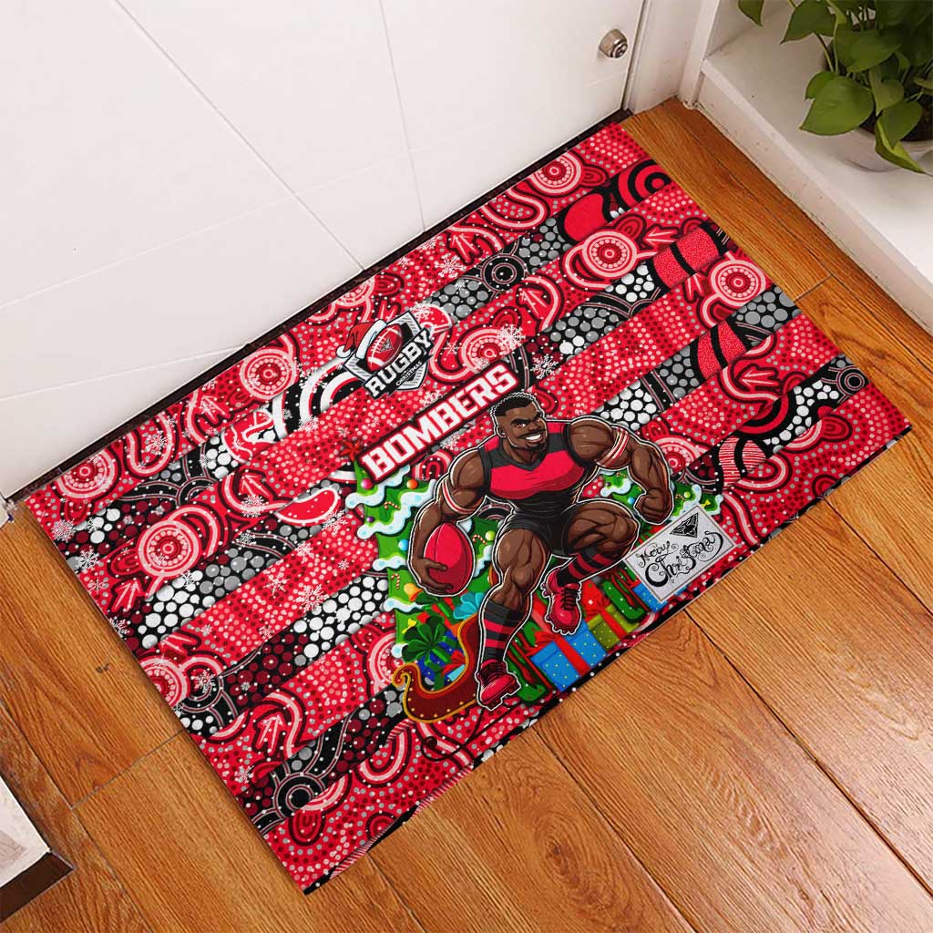 Bombers Football Merry Christmas Rubber Doormat Indigenous Australian Art