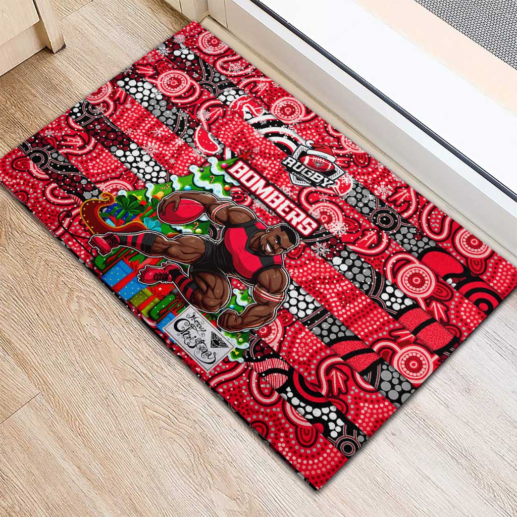 Bombers Football Merry Christmas Rubber Doormat Indigenous Australian Art