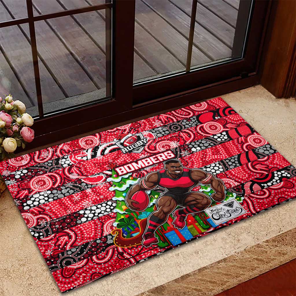 Bombers Football Merry Christmas Rubber Doormat Indigenous Australian Art