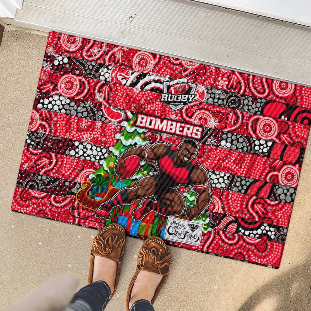 Bombers Football Merry Christmas Rubber Doormat Indigenous Australian Art