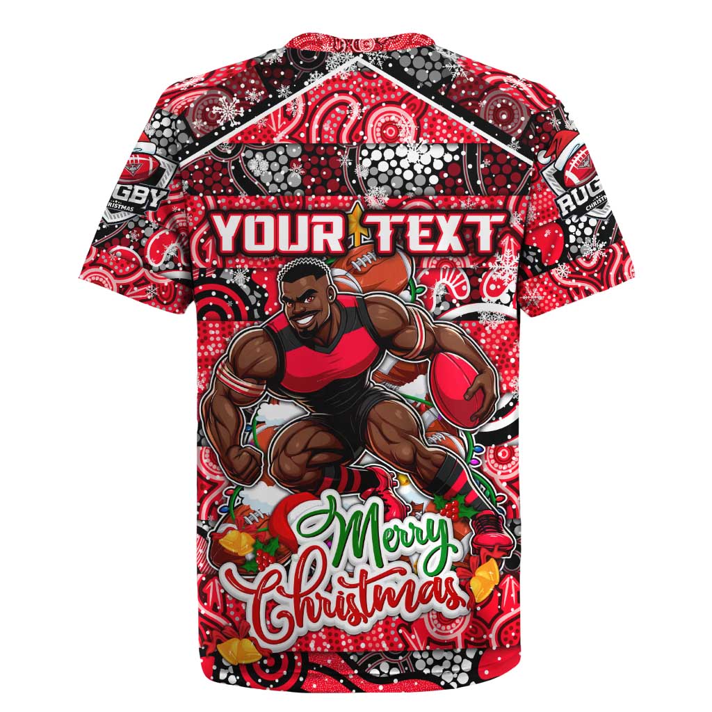 Custom Bombers Rugby Merry Christmas Rugby Jersey Indigenous Australian Art