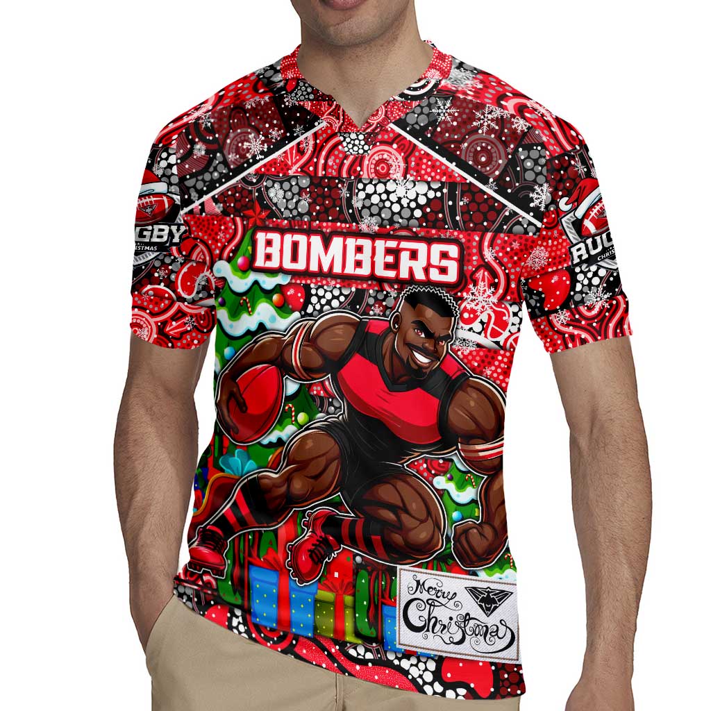 Custom Bombers Rugby Merry Christmas Rugby Jersey Indigenous Australian Art