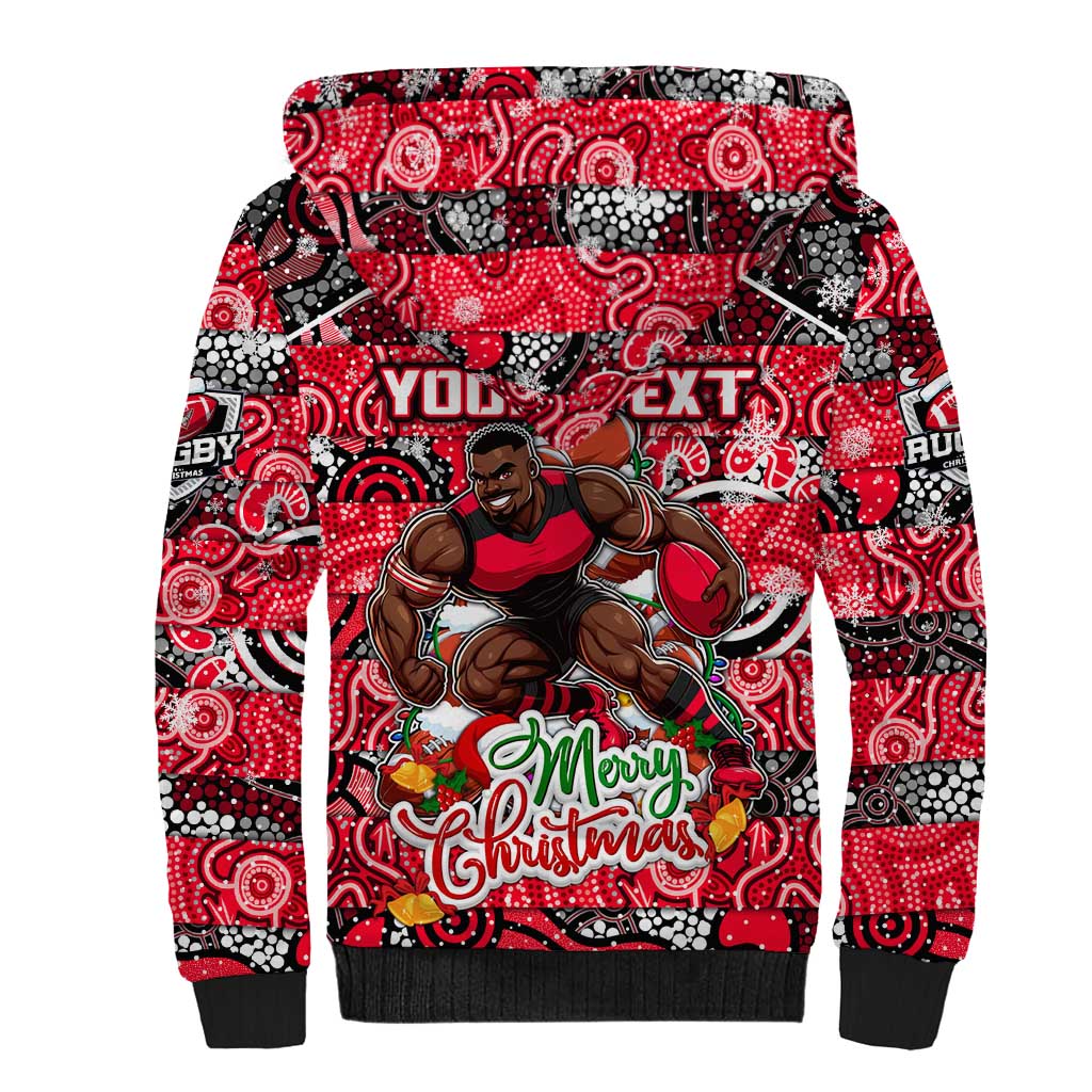 Custom Bombers Rugby Merry Christmas Sherpa Hoodie Indigenous Australian Art