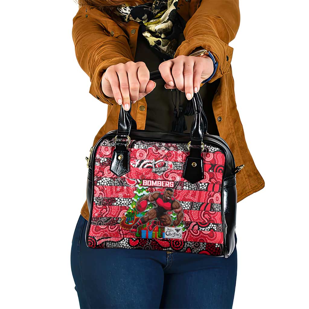 Bombers Football Merry Christmas Shoulder Handbag Indigenous Australian Art