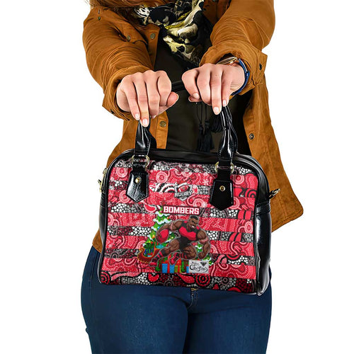 Bombers Football Merry Christmas Shoulder Handbag Indigenous Australian Art
