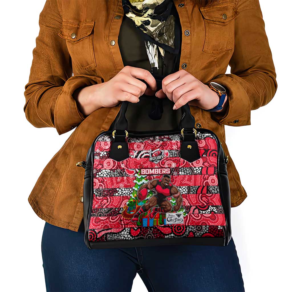 Bombers Football Merry Christmas Shoulder Handbag Indigenous Australian Art