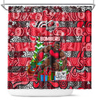 Bombers Football Merry Christmas Shower Curtain Indigenous Australian Art