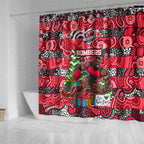 Bombers Football Merry Christmas Shower Curtain Indigenous Australian Art
