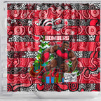 Bombers Football Merry Christmas Shower Curtain Indigenous Australian Art
