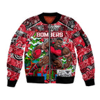 Custom Bombers Rugby Merry Christmas Sleeve Zip Bomber Jacket Indigenous Australian Art