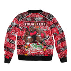 Custom Bombers Rugby Merry Christmas Sleeve Zip Bomber Jacket Indigenous Australian Art