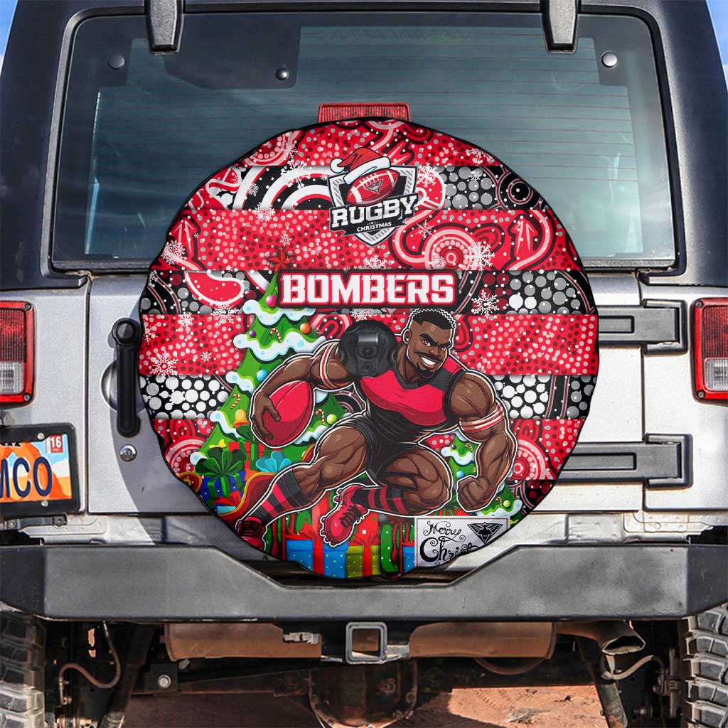 Bombers Football Merry Christmas Spare Tire Cover Indigenous Australian Art