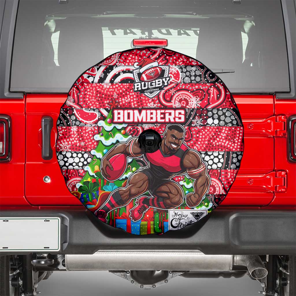 Bombers Football Merry Christmas Spare Tire Cover Indigenous Australian Art